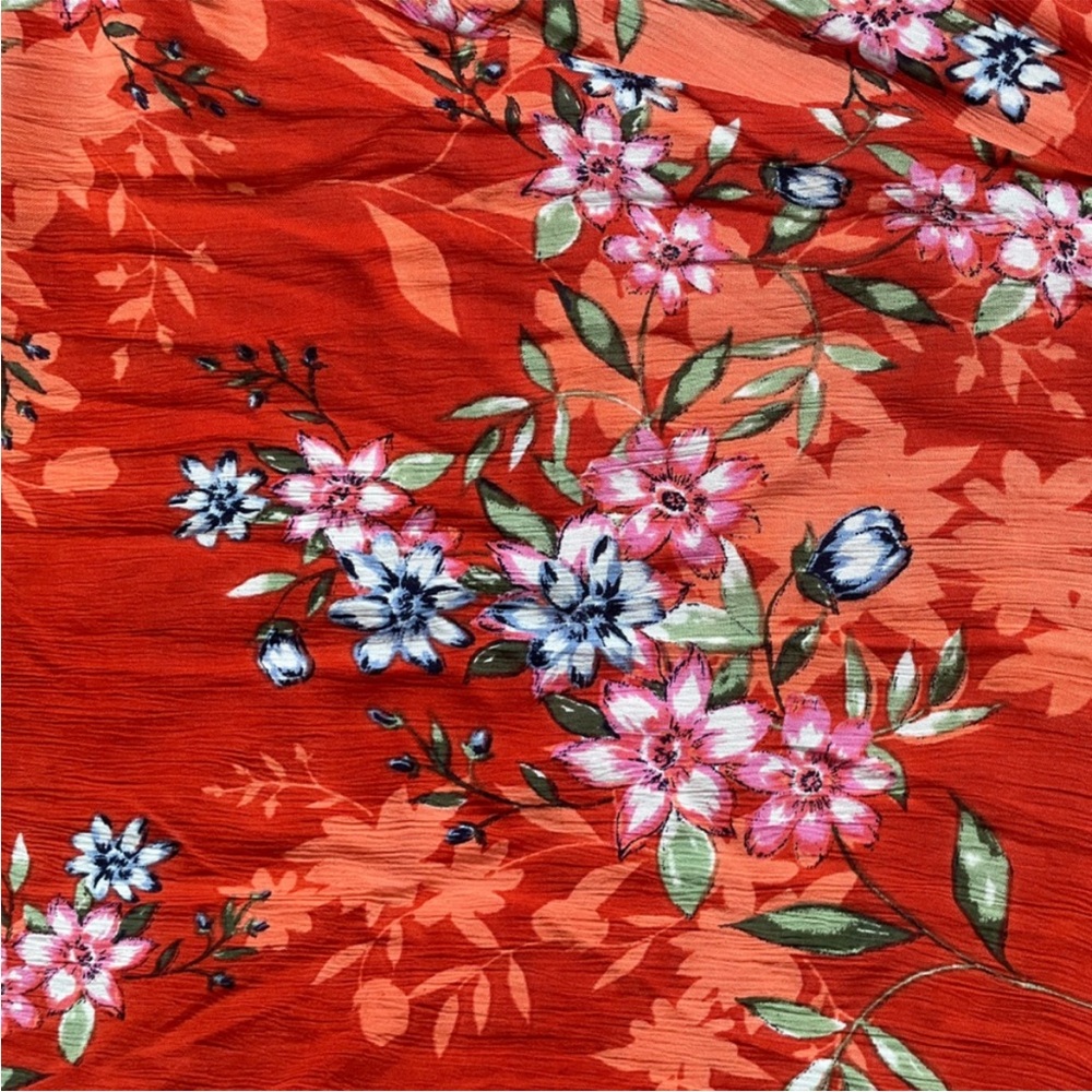 Woman Within- red/ orange floral printed dress - Picture 3 of 3